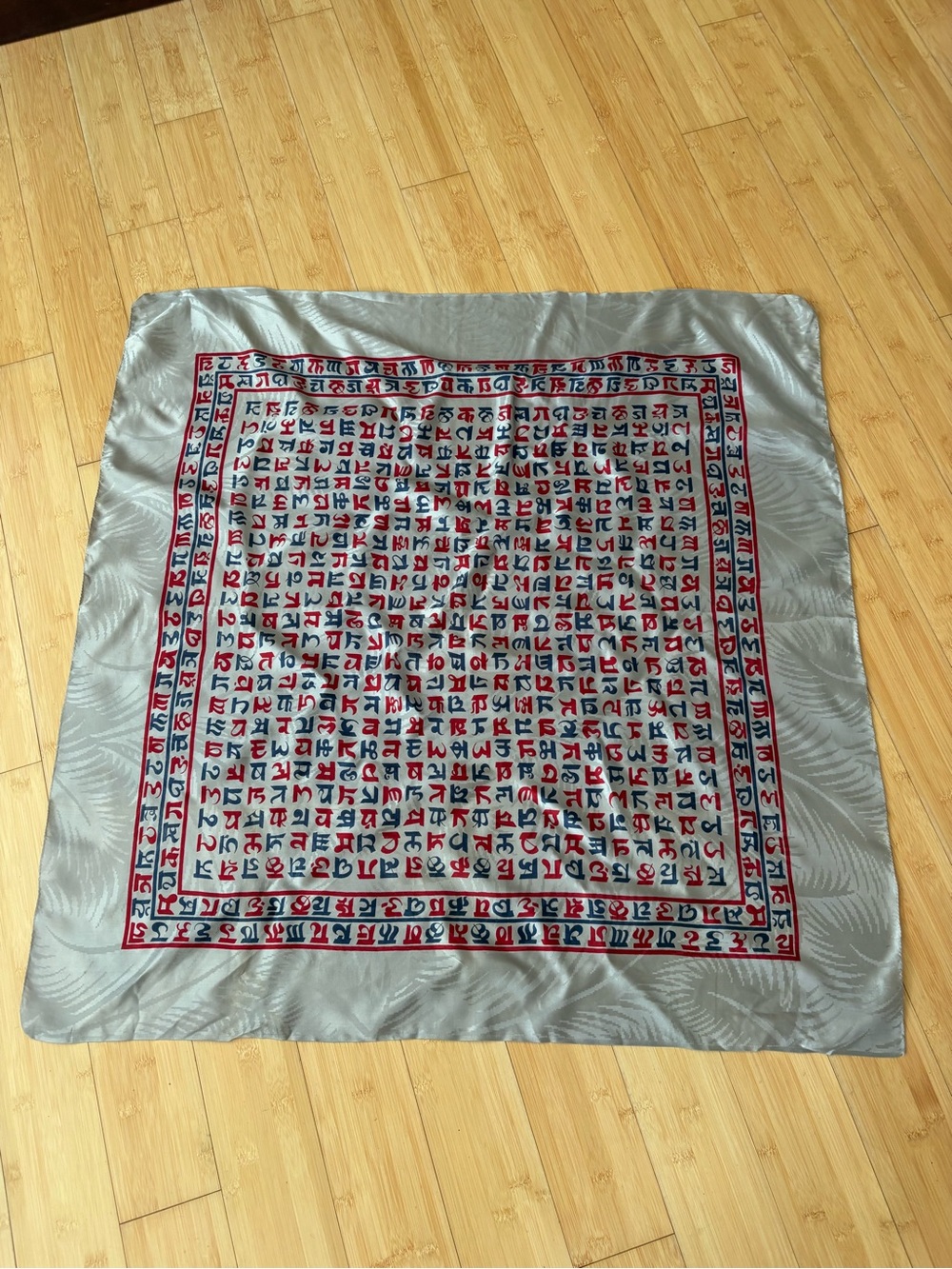 Charvet Paris Silk Scarf in Light Silver-Gray Vintage